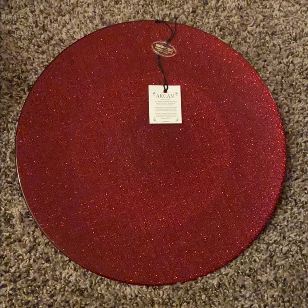 AKCAM Red Large Glittery Turkish Serving Plate